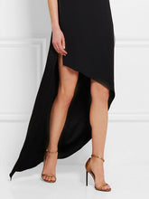 High-low Loose Asymmetric Solid Color Split-side Round-neck Maxi Dresses